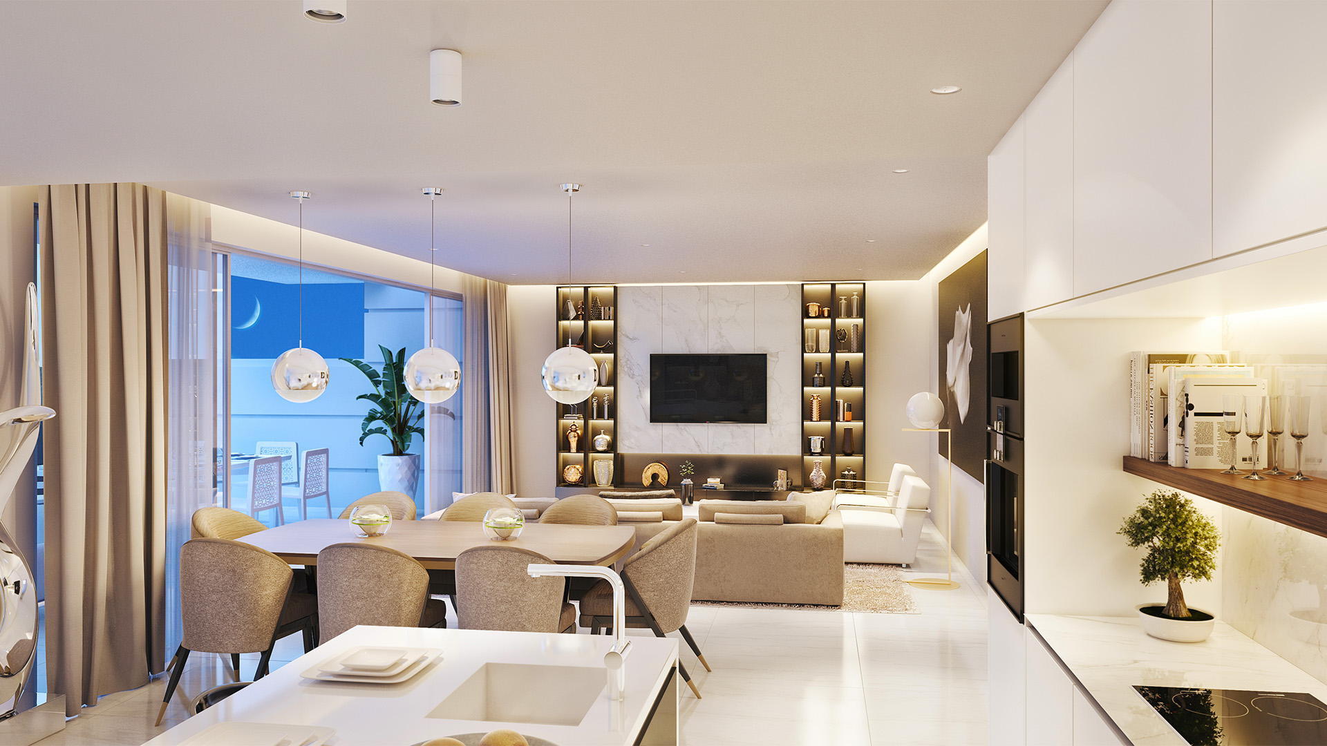 Palo Alto residences apartments, wide terrace & panoramic sea views