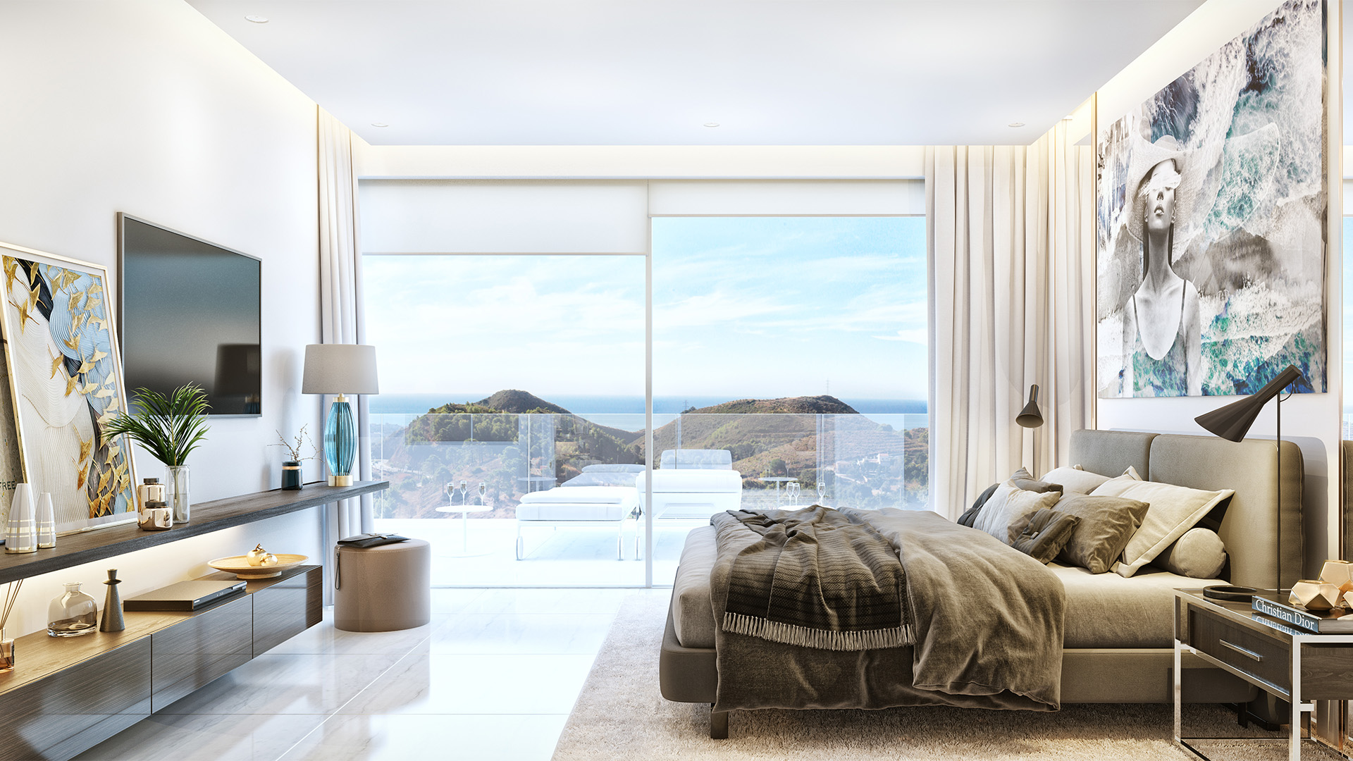 Palo Alto residences apartments, wide terrace & panoramic sea views
