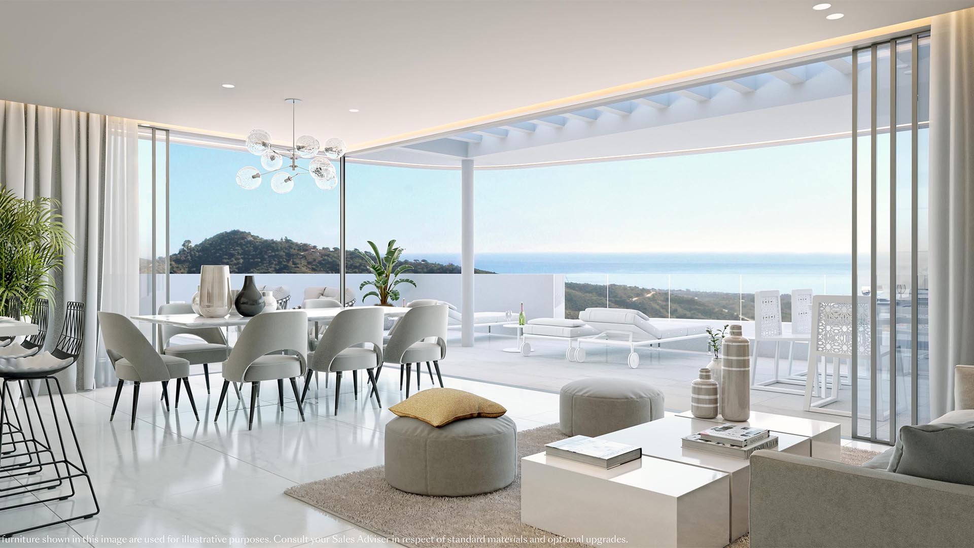 Palo Alto residences apartments, wide terrace & panoramic sea views